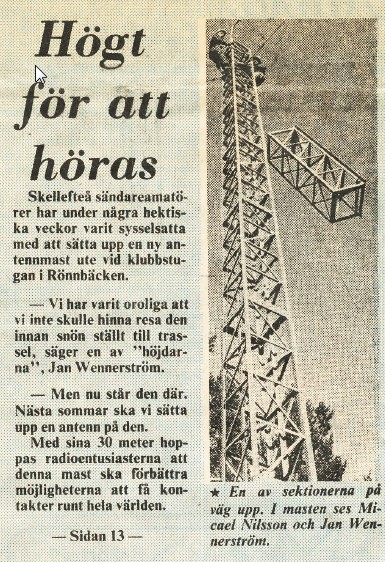 Picture of our tower in a newspaper 1978